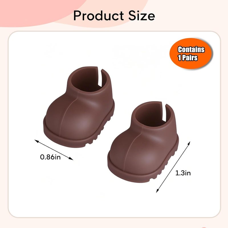 sunla Store Doll Shoes for 17cm Doll, Cute Mini Shoes Accessories for 17cm Dolls Sitting Standing Series, Silicone Doll Rain Shoes Boots(1 Pair Brown) - Image 3
